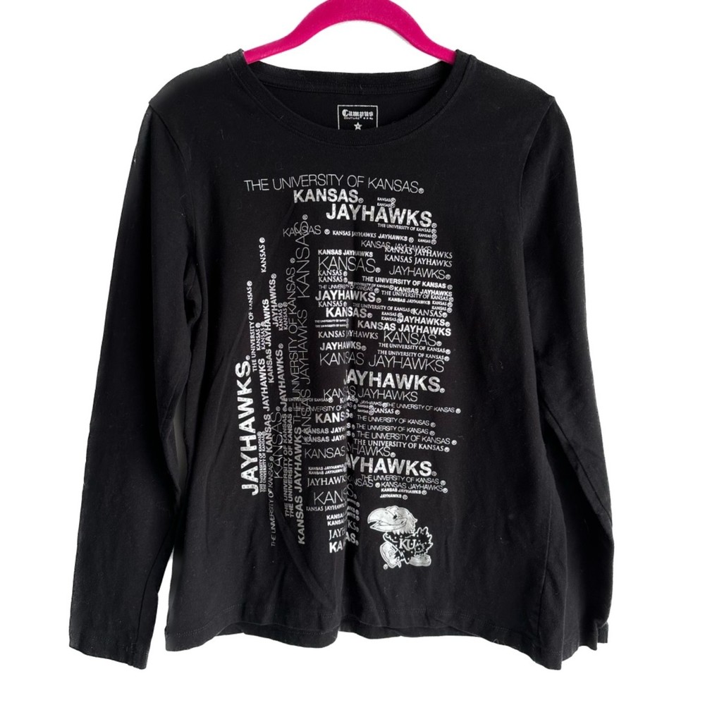 CAMPUS COUTURE Black University of Kansas Jayhawks Ladies Casual Top, M